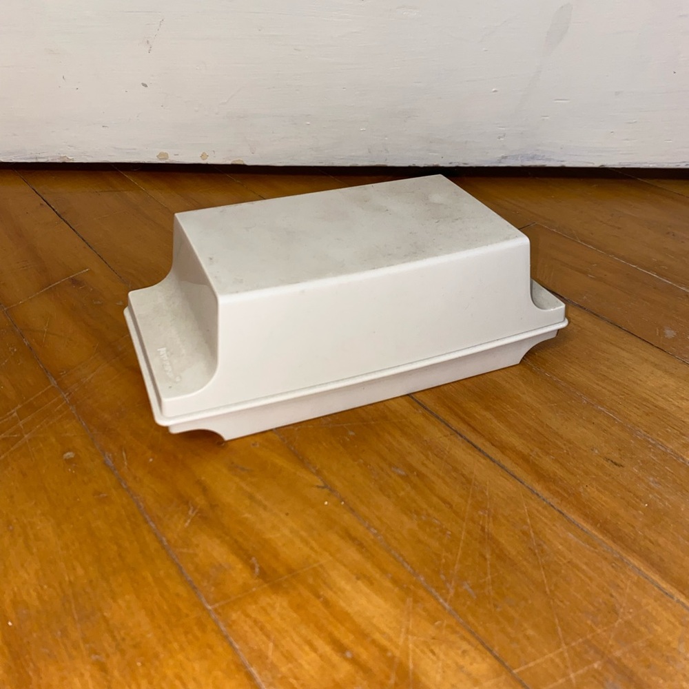 Vintage Tupperware Butter Dish Double Stick Keeper Holder Almond 1512-1 Lid